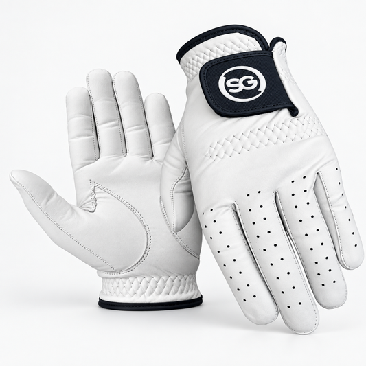 SG Men White 100% cabretta leather Golf Gloves Cadet and Regular sizes